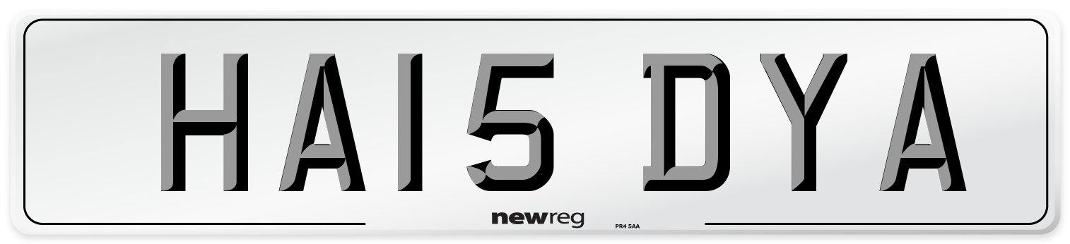 HA15 DYA Number Plate from New Reg